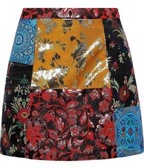 Riley Patchwork Metallic Brocade Mini Skirt