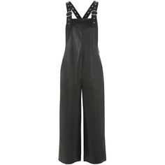 Topshop Soft Faux Leather Dungarees (4.350 RUB) ❤ liked on Polyvore featuring jumpsuits, jumpsuit, black, jump suit, long sleeve jump suit, long sleeve jumpsuit, cropped jumpsuit and topshop jumpsuit
