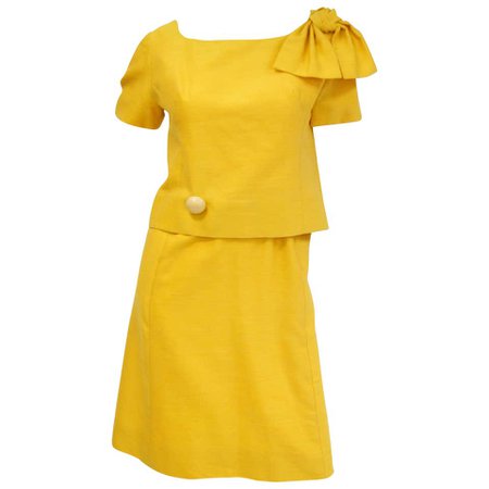 1960s Pierre Cardin Sunshine Yellow Wool Mod Dress For Sale at 1stdibs