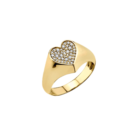 Sidney Evan YELLOW GOLD & DIAMOND HEART SIGNET RING