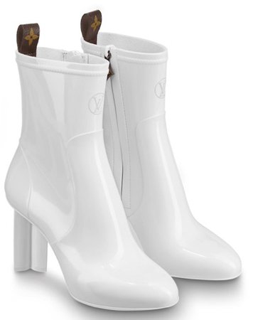 LV White Ankle Boots
