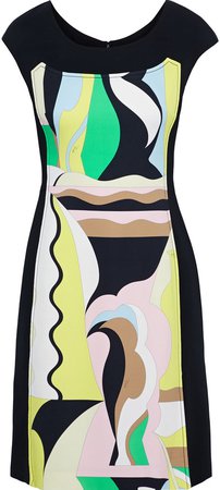 Paneled Printed Stretch-crepe Dress