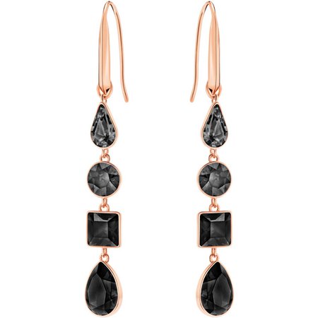 Lisanne Pierced Earrings, Black, Rose gold plating exclusively on Swarovski.com