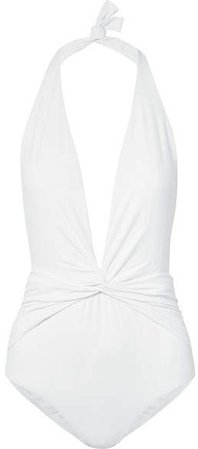 Tahiti Ruched Halterneck Swimsuit - White
