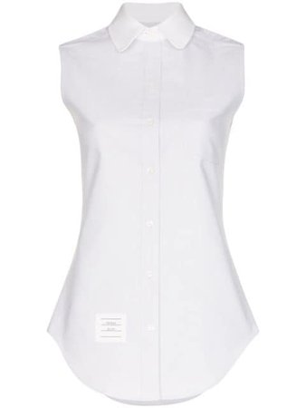 Thom Browne Sleeveless Cotton Oxford Shirt FLL022C02188 | Farfetch
