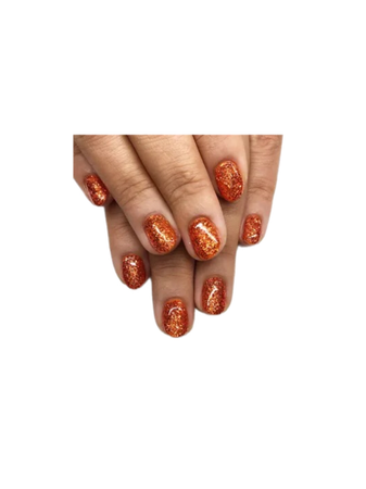 glitter orange nails manicure