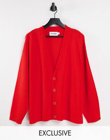COLLUSION Unisex boxy knitted cardigan in red | ASOS