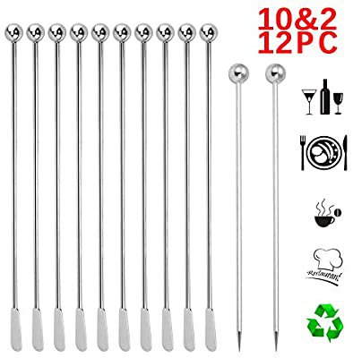 Amazon.com | 10pcs Stainless Steel Coffee Beverage Stirrers Stir Cocktail Drink Swizzle Stick with Small Rectangular Paddles, 7.4" Swizzle Stick Picks Tools for Juices, Chocolate, Milk, Easy To Clean: Swizzle Sticks