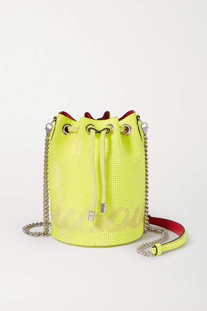 Marie Jane Neon Crystal-embellished Suede Bucket Bag - Yellow