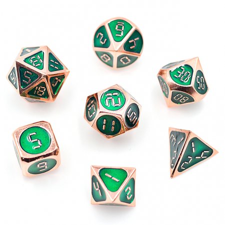 7 Die Metal Polyhedral Dice Set DND Role Playing Game Dice Set with Storage Bag for RPG Dungeons and Dragons D&D Math Teaching