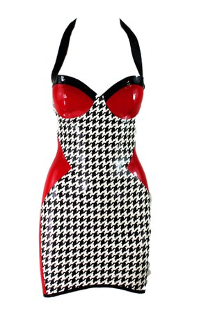 *clipped by @luci-her* Red Hounds Tooth Print Latex Mini Dress – Venus Prototype Latex