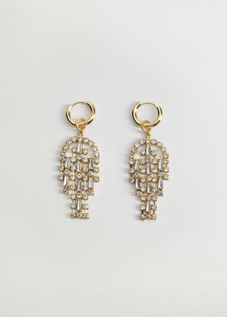 Rhinestone pendant earrings - Women | Mango USA