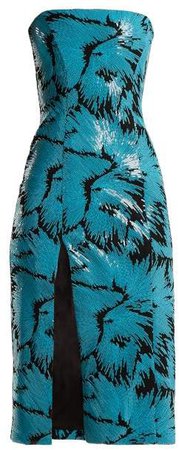 Halpern - Sequined Bustier Midi Dress - Womens - Blue