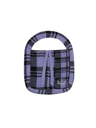 Checkered Knit Mini Tote Bag - Lavender | W Concept