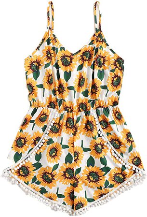 Amazon.com: MAKEMECHIC Women's Summer Plus Strap Knot Back Tropical Print Elastic Waist Casual Loose Romper Jumpsuit: Clothing