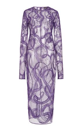 Serpentines Embroidered Tulle Midi Dress By Zuhair Murad | Moda Operandi