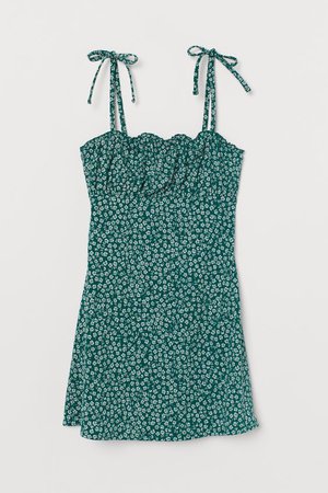 Vestido corto - Verde/Floreado blanco - Ladies | H&M MX