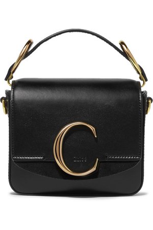 Chloé | Chloé C mini suede-trimmed leather shoulder bag | NET-A-PORTER.COM