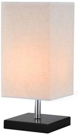 Surpars House Wood Fabric Desk Lamp Bedside Table Lamp,Dark Brown Base, White Shade: Amazon.ca: Home & Kitchen