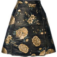Dolce and gabbana a-line mini skirt with gold floral detail