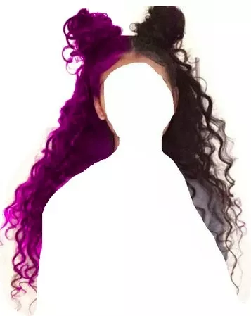 Split Dy Purple and Brown Curly Long Buns Hair (HVST edit)