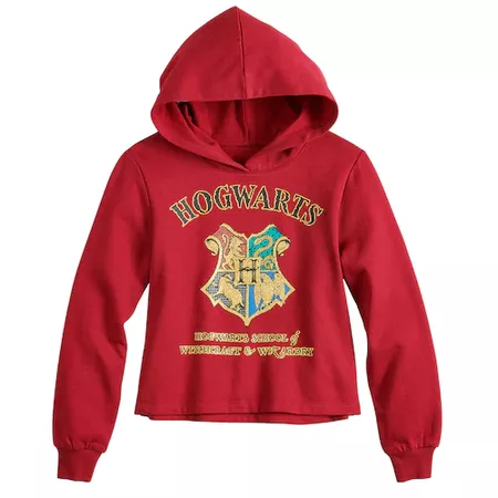 Girls 7-16 Harry Potter Hogwarts School of Witchcraft & Wizardry Cropped Hoodie