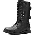 Amazon.com | DREAM PAIRS Women's Terran Black Mid Calf Built-in Wallet Pocket Lace up Military Combat Boots Utilitarian -10 M US | Mid-Calf