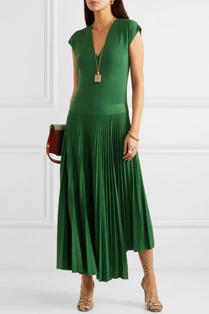 Agnona | Asymmetric pleated silk and cotton-blend dress | NET-A-PORTER.COM