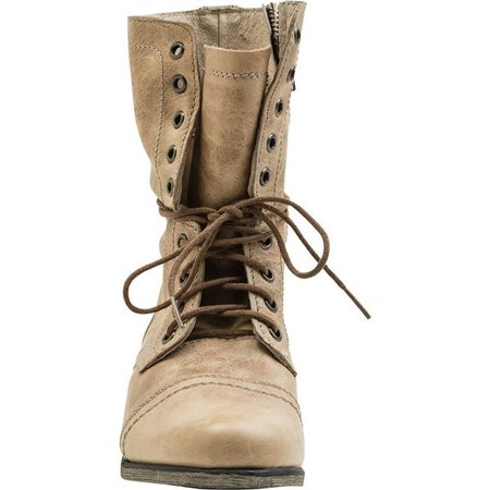 beige leather combat boots