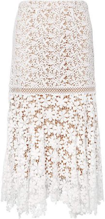 Guipure Lace Midi Skirt - White