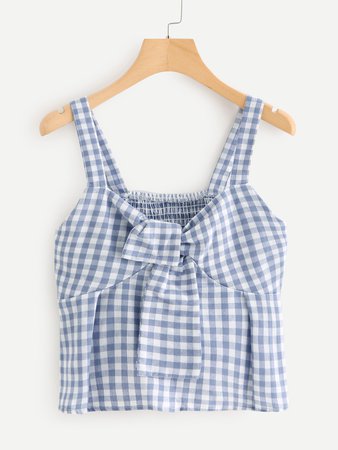 Knot Front Checked Cami Top