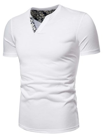 Black Friday 2020 | Camiseta de hombres de cuello V panel floral en contraste | SHEIN USA