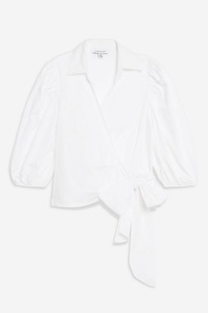 White Poplin Wrap Blouse - Shirts & Blouses - Clothing - Topshop USA