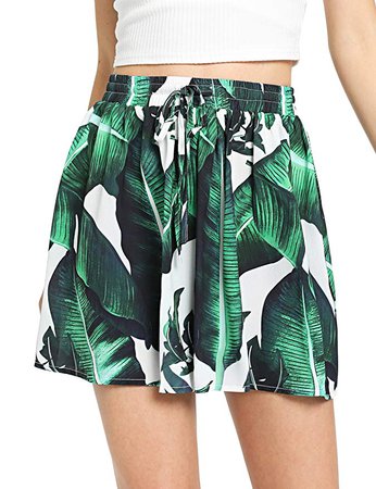 Floerns Women's Tie Bow Floral Print Summer Beach Elastic Shorts at Amazon Women’s Clothing store: