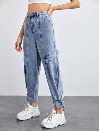 High Waist Slant Pocket Jeans | SHEIN USA