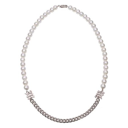 MISBHV PEARL NECKLACE / SILVER-PEARL