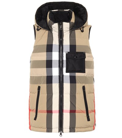 Burberry - Reversible checked hooded down vest | Mytheresa