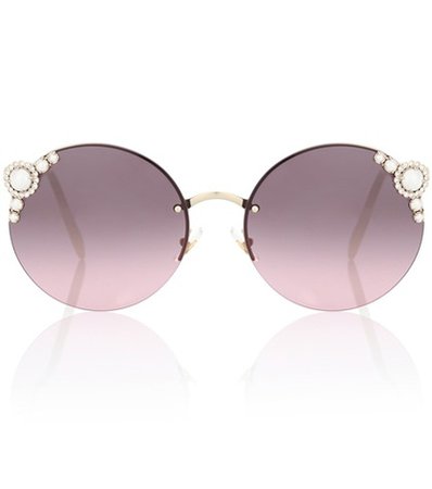 Embellished round sunglasses