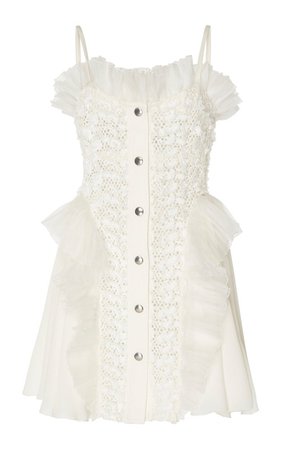 Lace Chiffon Sleeveless Mini Dress by Giambattista Valli | Moda Operandi