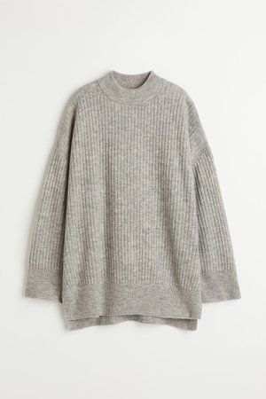 Rib-knit Sweater - Light gray melange - Ladies | H&M US