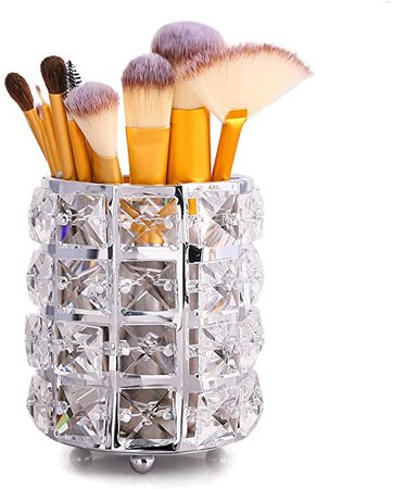 Amazon.com: VINCIGANT Handcrafted Crystal Makeup Brush Holder Organizer Bling Personalized for Vanity,Bathroom,Bedroom,Office Desk Christmas Decoration / Christmas Gifts (Silver）: Home Improvement
