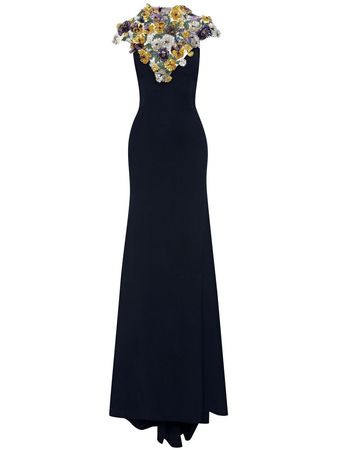 Oscar De La Renta floral-embellished Evening Gown - Farfetch