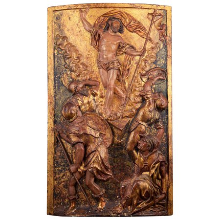 “Ressurrection”, Polychromed Wood, Spanish School, 16th Century For Sale at 1stDibs