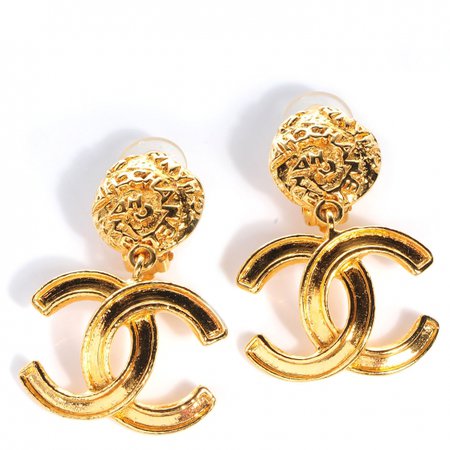 CHANEL Gold CC Drop Earrings