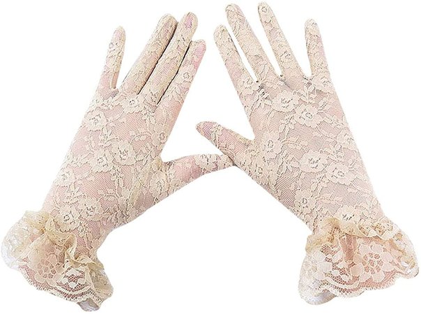 Amazon.com: Van Caro Ladies Floral Lace Gloves for Wedding Dinner Party Wrist Length Flapper Sun Protection Driving Gloves Beige : Clothing, Shoes & Jewelry