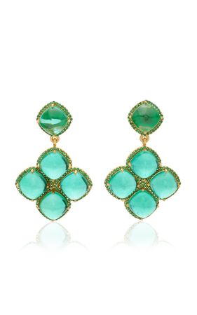 The Cecilia 24k Gold-Plated Emerald Quartz And Crystal Earrings By Valére | Moda Operandi