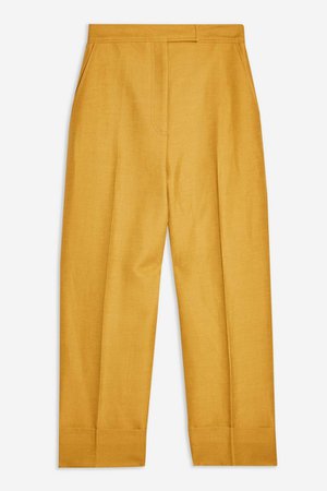 Mustard Turn Up Peg Trousers | Topshop