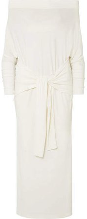 Off-the-shoulder Stretch-jersey Maxi Dress - Ivory