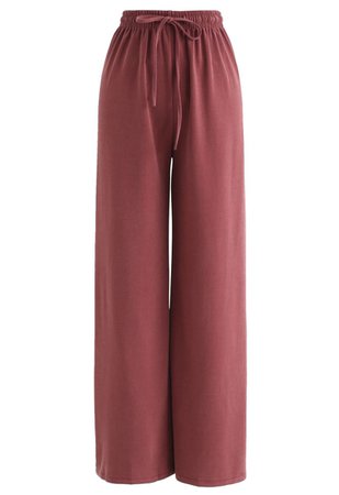 Drawstring Wide-Leg Pants in Red - Retro, Indie and Unique Fashion