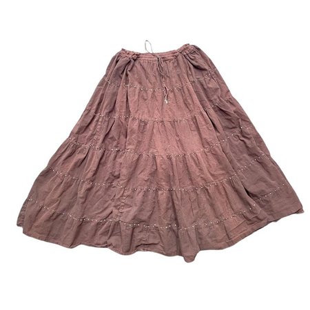 brown fairy skirt grunge hippie tiered skirt ((one... - Depop